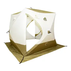 Палатка КУБ 4 Premium 2,1 x 2,1 м (трехслойная), 2 двери, белый/олива