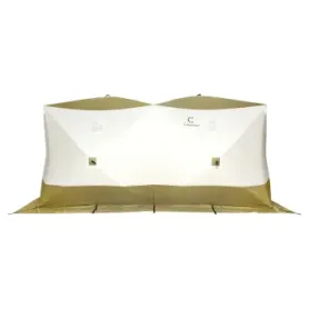 Палатка зимняя КУБ Premium Дубль 4,2х2,1м, трехслойная, цвет оливковый/белый, Следопыт