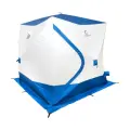 Палатка КУБ 4, 2,15x2,15 м, трехслойная, бело-синяя, Следопыт