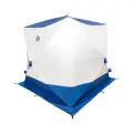 Палатка КУБ 4, 2,15x2,15 м, трехслойная, бело-синяя, Следопыт