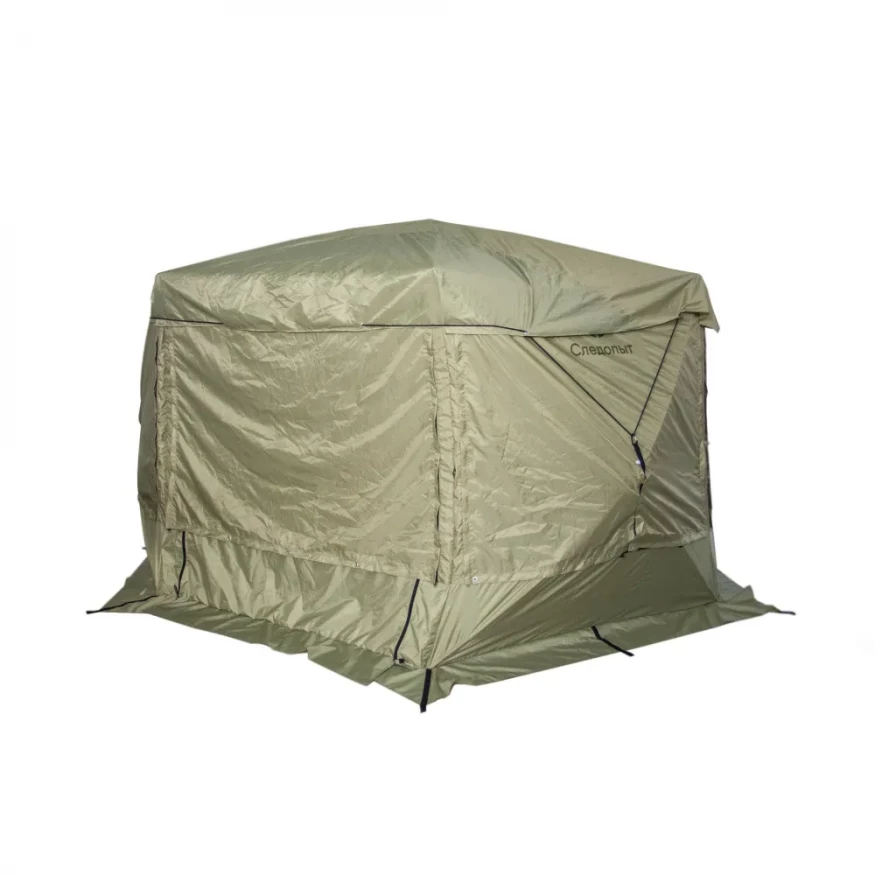 Шатер СЛЕДОПЫТ быстросборный, 6 стен, 3,35х3,85 м, h-2,25 м, S по полу 9,3 кв.м ОЛИВА