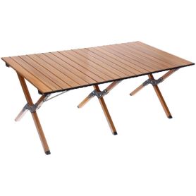 Стол кемпинговый складной, 114*59*43 см, цвет: светлое дерево, каркас алюминий