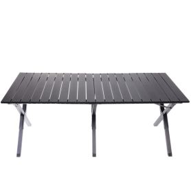 Стол кемпинговый складной, 114*59*43 см, цвет: чёрный, каркас алюминий