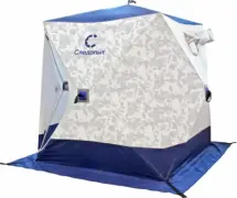 Палатка КУБ 2 (однослойная), 1,5x1,5 м, PU 1000, синий-белый с принтом