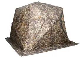 Палатка зимняя КУБ 4 камуфляж (трехслойная), с навесом, швы проклеены
