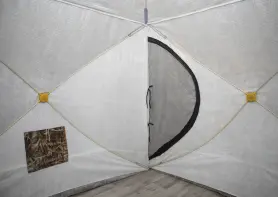 Палатка зимняя КУБ 4 камуфляж (трехслойная), с навесом, швы проклеены